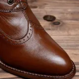 Brown Low Heel Ruched All Season Boots
