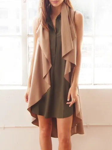 Sleeveless Casual Asymmetric Cotton Cardigan