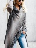 Long Sleeve Knitted Fringed Striped Sweaters