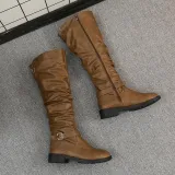 Womens Zipper Daily Chunky Heel Riding Knee High Boots