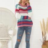 Casual Long Sleeve Colouring Striped Sweater