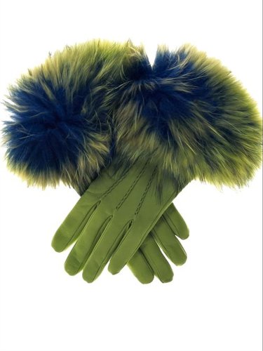 Autumn Winter Basic Gentle Vintage Faux Leather Faux Fur Gloves