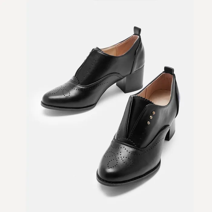Vintage Slip On Booties Chunky Heel Pu Boots