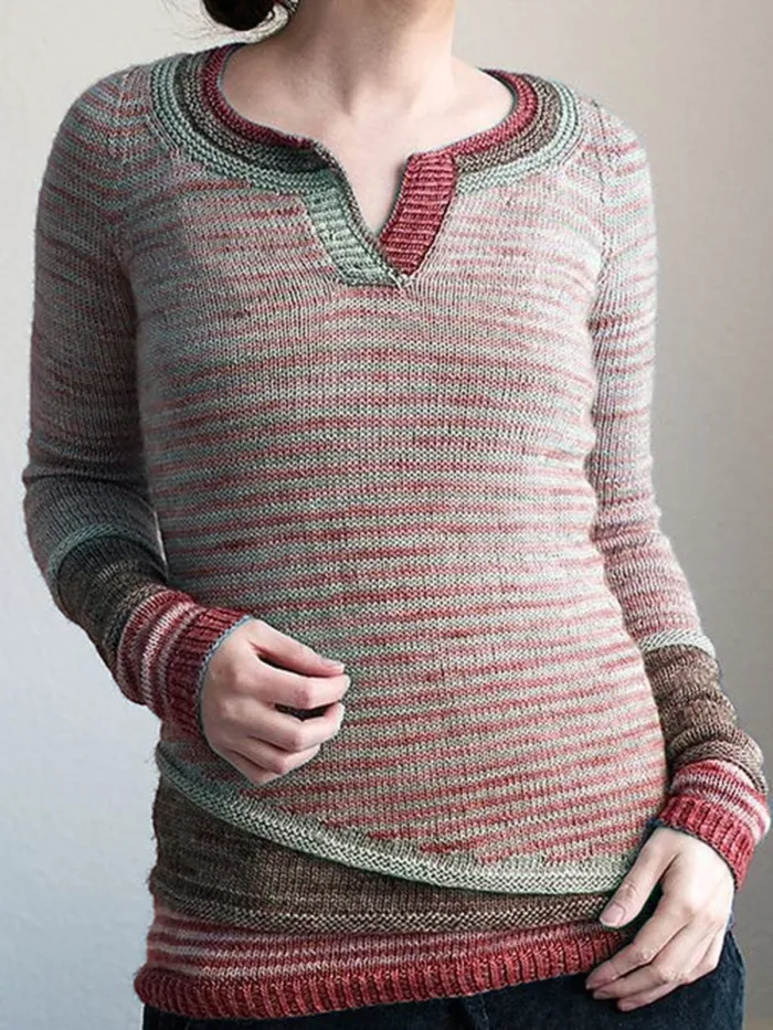 Striped Wool Blend Casual Women's Sweaters