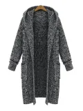 Long Solid Color Loose Hooded Knit Cardigan