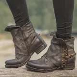 Women Motor Casual Chunky Heel Pu Zipper Spring/fall Ankle Boots