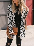 Apricot Leopard Print Long Sleeve Knitted Cardigans