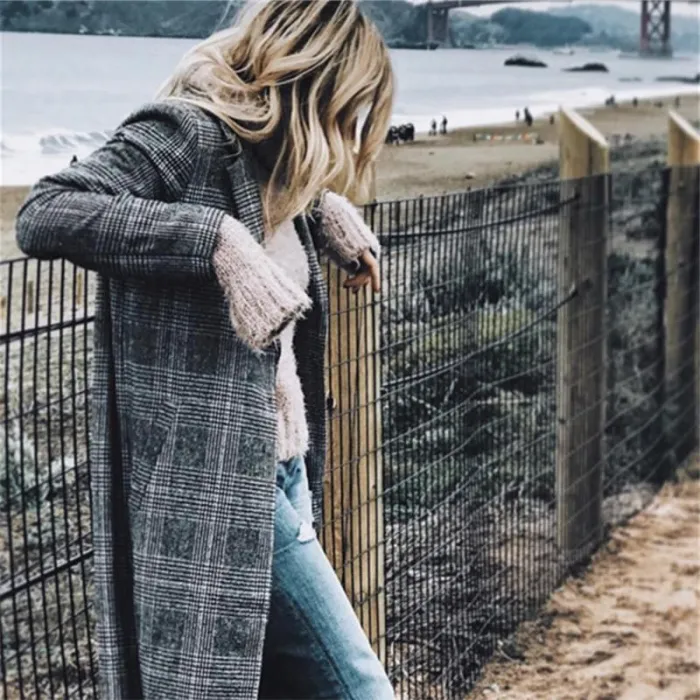 British Style Vintage Plaid Cardigan Coat