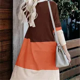 Large Size Stitching Striped Knit Loose Sweater Cardigan Coat