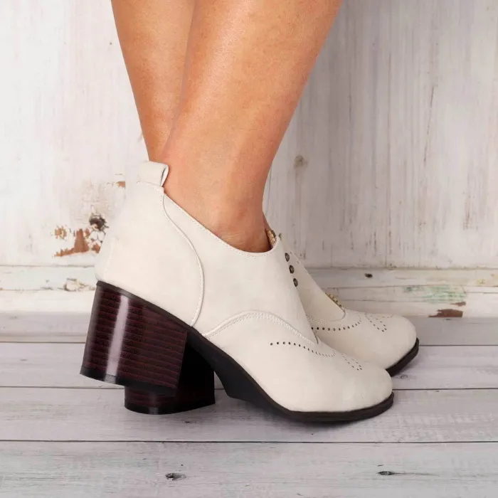 Vintage Slip On Booties Chunky Heel Pu Boots