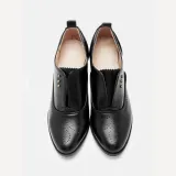 Vintage Slip On Booties Chunky Heel Pu Boots
