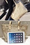 Women's Causal Snap PVC Woven Straw Tote Bag