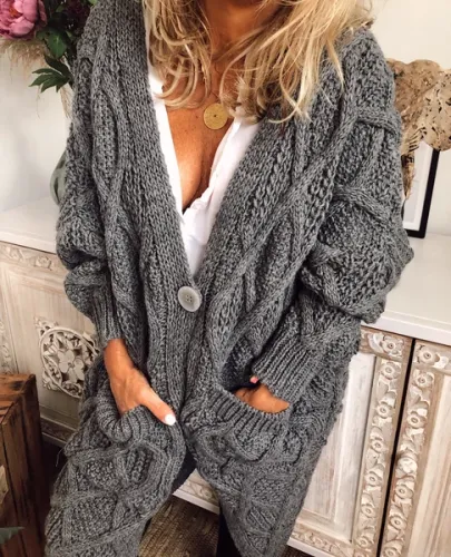 Casual Long Sleeve Plain Outerwear