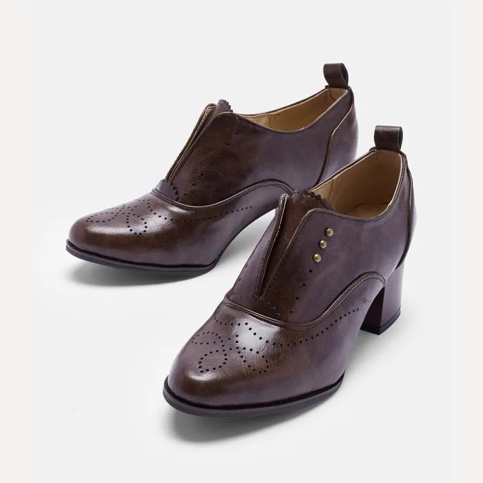 Vintage Slip On Booties Chunky Heel Pu Boots