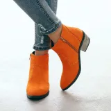 Chunky Heel Closed Toe Women Boots