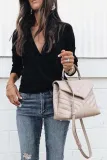 Autumn And Winter Plain V-Neck Long Sleeve Sweater