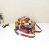 Leather stitching bohemian backpack