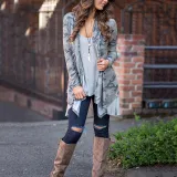 Fall/Winter Casual Long Sleeved Print Cardigan