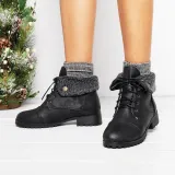 Women Warm Martin Booties Casual Comfort Plus Size Lace Up Shoes