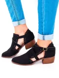 Scalloped Booties Low Heel Hollow-out Buckle Strap Boots
