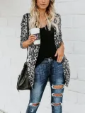 Long And Medium Leopard Loose Cardigan