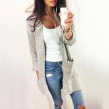 Plain With Pockets Collarless Cardigan