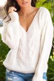 Twisted V-Neck Sweater Pullover Sweater