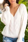 Twisted V-Neck Sweater Pullover Sweater