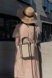 Women's Beach Pull Rope Woven Straw Sling Bag Handbag