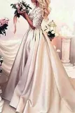 Fashion Lace Bow Belted Bare Back Bubble Maxi Dresses