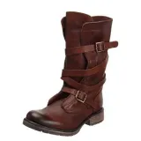 WOMEN VINTAGE RIDING BOOTS CASUAL CHIC BUCKLE BOOTS