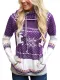 Women Christmas Zippered Printed Pocket Hooded Girl Snowflake long sleeve Sweatshirt