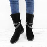 Plus Size Adjustable Buckle Mid-Calf Women Motorcycle Boots