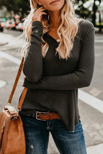 2020 Autumn Plain V-Neck Long Sleeve Slim Sweater