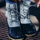 Women Casual Lace-Up Sparkling Glitter Pu Boots
