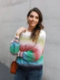 Color-Block Casual Ombre/tie-Dye Shift Sweater
