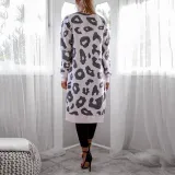 Women's Fashion Long Sleeve Printed Color Midi Knit Cardigan