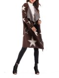 Loose Star Pattern Knitted Cardigan Long Coat