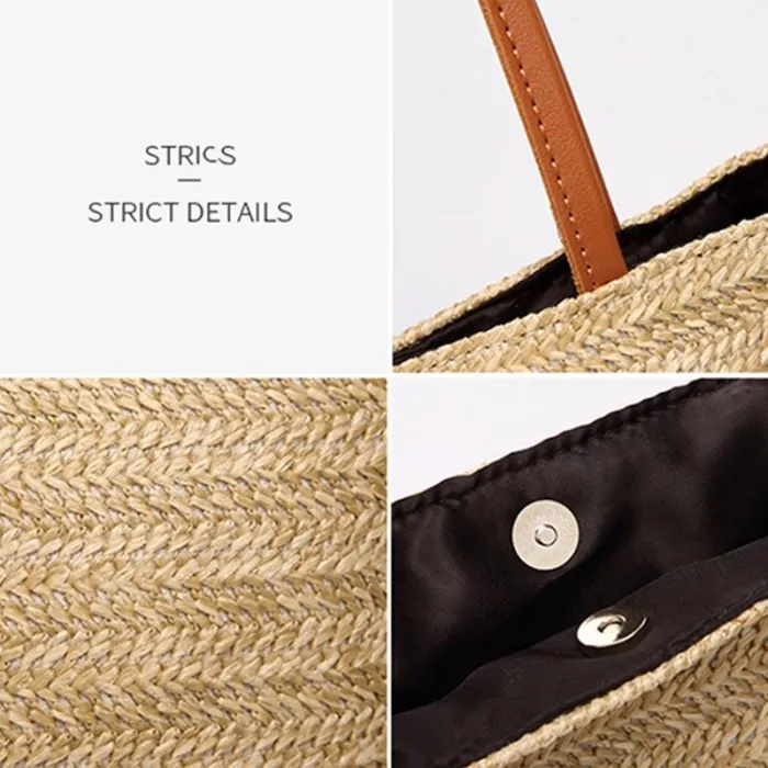 Bag - Ladies One-shoulder Bucket Straw Bag