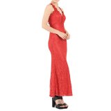 Sexy V Neck Lace Backless Dress