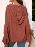 Knitted Casual Bell Sleeve Solid Hooded Sweaters
