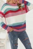Casual Long Sleeve Colouring Striped Sweater