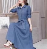 FashionTurn-Down Collar Plus Size Cotton Linen Dress