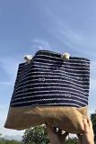 Women's Beach Casual Striped Zipper Canvas Tote Bag