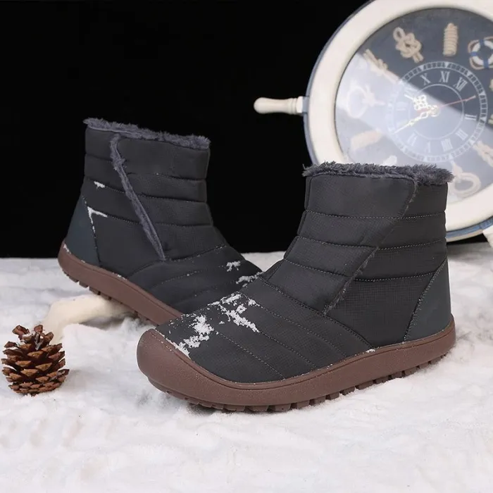 Large Size Unisex Waterproof Fur Lining Slip On Snow Boots