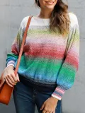 Color-Block Casual Ombre/tie-Dye Shift Sweater
