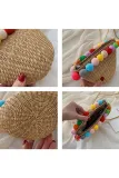 Women's Beach  Color  Zipper Rope Woven Straw Sling Bag Handbag