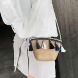 Women Tassel Straw Basket Bag Daytime Beach Shoulder Bags
