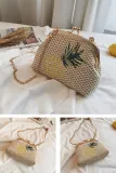 Women's Beach Embroidery Lock Bag Handbag