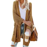 Casual Side Slit Soft Long Sleeve Midi Sweater Cardigan